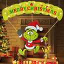 Outdoor Christmas Home Decorations, 7Pcs Lights Up Christmas Parachute Signs Decor, Cute Xmas Hanging Ornament with LED String Lights for Yard, Door, Christmas Tree Decoration