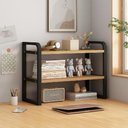 Office Desk Shelf Organizer, Wood Desktop Bookshelf Supplies Storage Rack, Shelf for Top of Desk and Dresser and Cubicle Decor Aesthetic Bookshelf