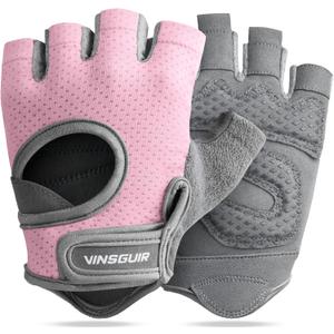 VINSGUIR Workout Gloves for Women and Men, Breathable Weight Lifting Gloves for Gym Exercise, Fitness, Training, and Cycling, with Excellent Grip and Cushion Pads (Medium, Pink)