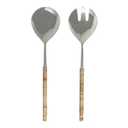 2 Piece Rattan and Metal Salad Servers