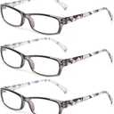 Kerecsen Reading Glasses 5 Pairs Fashion Ladies Readers Spring Hinge with Pattern Print Eyeglasses for Women (5 Grey, 2.5, x)