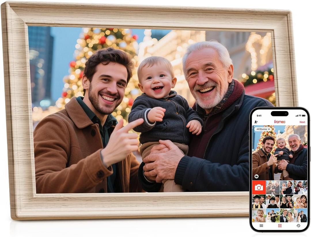 Frameo 10.1 Inch WiFi Digital Picture Frame, 1280x800 HD IPS Touch Screen Photo Frame Electronic, 32GB Storage, Auto-Rotate, Wall Mounted, Share Photos/Videos Instantly from Anywhere - White