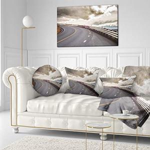Designart Sky Road Curve Landscape-Photo Canvas Print-40x20, 40x20