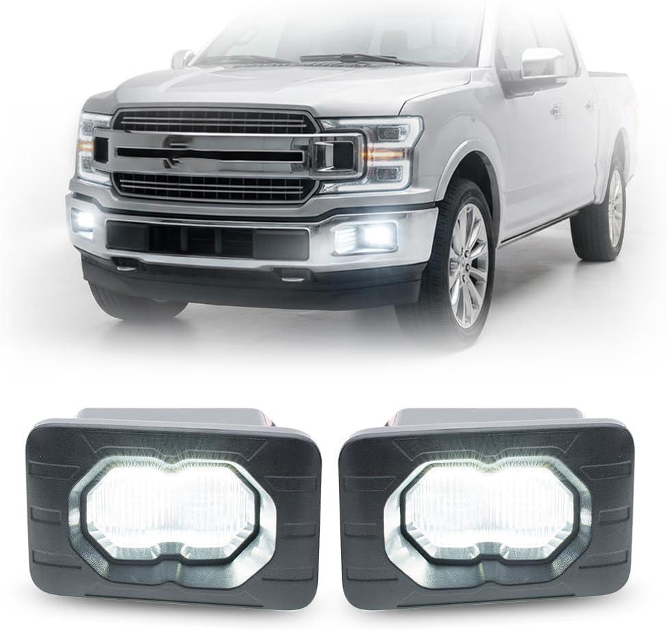 F150 LED Fog Light Kits for 2017 2018 2019 2020 2021 2022 2023 Ford F250 F350 F450 F550 Super Duty Front Bumper LED Fog Lamps 4inch Foglight Driving Spot Lights Assembly White FL3Z15201B