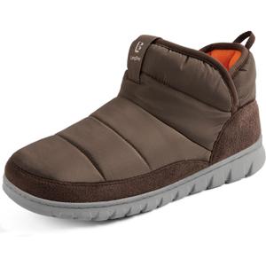 LongBay Men's Bootie Slippers with Memory Foam Indoor Outdoor Warm House Shoes Sport Lounge Camping Boots (13-14, Khaki)