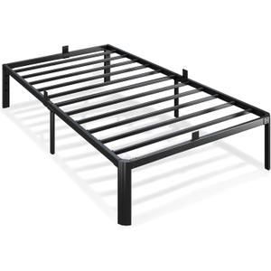 Metal Bed Frame Twin Size, 14 Inch 3500 lbs Heavy Duty Platform Bed Frames Steel Slats Noise Free No Box Spring Needed, Easy Assemble Sturdy Bedframe Rounded Corner with Storage and Mattress Retainers