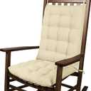 Rocking Chair Cushions Indoor Chair Pads High Back and Seat Cushion 2 Piece Set Linen White