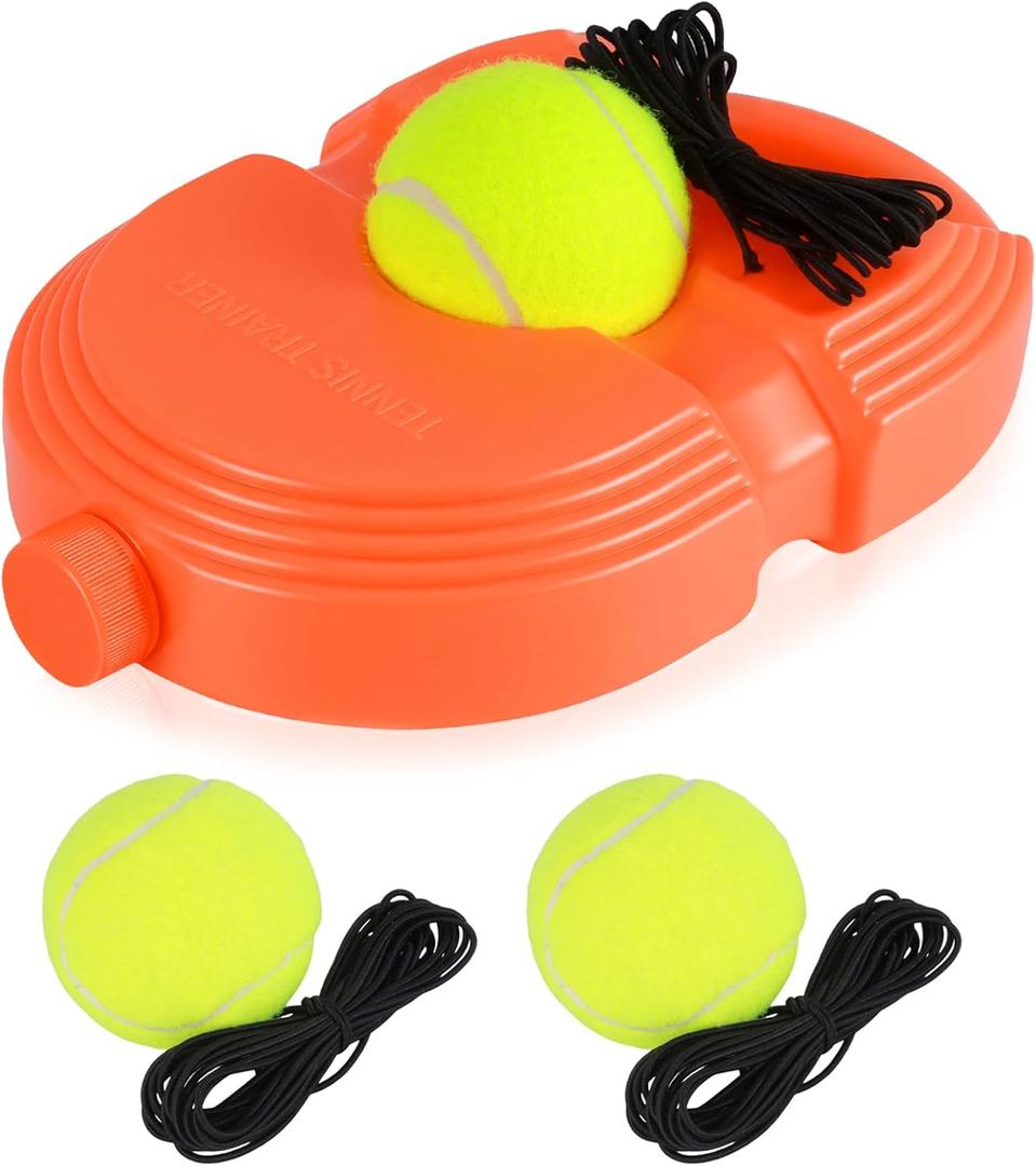 ALLOMN Solo Tennis Trainer Rebound with 3 String Balls, Solo Practice Rebound Ball for Adults, Portable Tennis Training Equipment for Beginners Sport Exercise, Tennis Rebounder Kit.