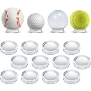 Houseables Baseball Holder, Baseball Stand, Ball Holder, Ball Stand, Acrylic Sphere Display, Egg Display, for Crystal, Rock, Marble, Golf, Softball, Round, Plastic Ring,12 Pack, Clear, 1.75" x 0.6"