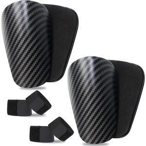 Mini Shin Guards Soccer-2 Pairs Small shin Guards and 2 Pairs Strap Shin Fixed Straps for 4-6,Match Equipment Protective Tiny shinguards Soccer (Carbon Pattern)