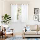 YoungsTex 48 Inch Length White Linen Curtains, Short Light Filtering Drapes with Bronze Grommet Semi Sheer Privacy for Bedroom Living Room Window, 42 X 48 Inch, 2 Panels
