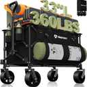 150L Collapsible Wagons Carts Foldable, 360LBS Heavy Duty Folding Beach Cart with Big All-Terrain Wheels, Portable Utility Wagon for Grocery, Shopping, Garden, Sports, Camping, Black