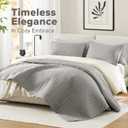 Comfort Spaces Grey Oversized Queen Quilt Set 102"x118" Bedspread Quilted Summer Lightweight Microfiber Bedding Coverlet with Double Sided Stitching Soft All Season Cozy 3 Piece with Matching Shams