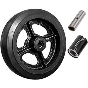 CasterHQ 8" X 2" RUBBER ON CAST IRON WHEEL - 650 LBS CAPACITY - Replacement Caster Wheel - Commercial/Industrial Application - 8 inch x 2 inch - Medium/Heavy Duty