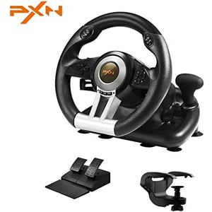 PXN Steering Wheel V3PRO 180° PC Gaming Racing Wheel Driving Wheel, with Linear Pedals and Racing Paddles for PC, PS4, Xbox One, Xbox Series X|S, and Switch - Black