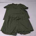 Ekouaer Womens Pajamas 2 Piece Ribbed Knit Pjs Short Sleeve Sleepwear Set Summer Soft Pajamas Set Casual Lounge Sets XL, Army Green