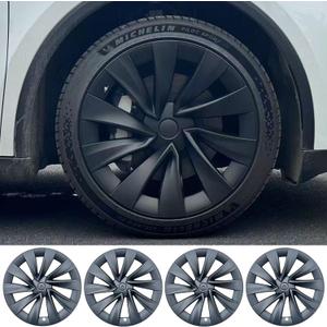for Tesla Model Y 20 Inch Helix Wheel Cover Hubcaps Hub Cap ABS Cover Set of 4 Matte Black 2025 2026 Tesla Model Y Juniper Accessories
