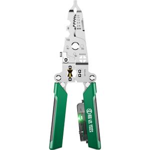 18 in 1 Foldable Wire Stripper with Electricity Measurement Function & Dual Alarms Multifunctional Professional Electrician's Pliers Cable Stripping Pliers for Cutting, Stripping and Crimping Tool (Green)