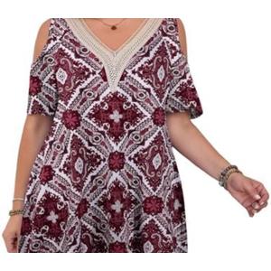 LARACE Cold Shoulder Tops for Women, Plus Size Summer Tops, V Neck Short Sleeve Lace Tunic Tops to Wear with Leggings 2X