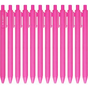 U-RIGHT 12 Pcs Gel Ink Pens Black Ink 0.5 mm Fine Point Smooth Writing Cute Pens for Office School (Pink)