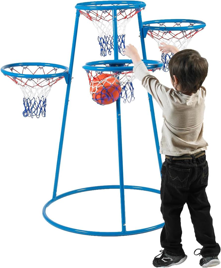 Children’s Factory Kids Toys 4-Hoop Basketball Set - Toddler Basketball Hoop Indoor/Outdoor Play- for Pre-School Classroom or Playroom