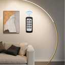 75 inch Dimmable LED Arc Floor Lamp for Living Room with Foot and Remote Control, 3 Color Temperatures, 3000K-6000K Whites, Stepless Dimming,Gold D62LD05