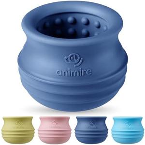 Animire Treat Dispensing Dog Toy, Long-Lasting Interactive Puzzle Toys for Dogs, Stuffable Dog Enrichment Frozen Lick Treat Toy for Boredom, BPA Free Silicone Fetch Catch Chew Toy (Dark Blue,L)