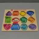 Coogam Wooden Color Shape Puzzle Board for Toddlers, Movable Sorting and Stacking Montessori Peg Board Matching Game Activities, Fine Motor Educational Learning Toys for Kids 3 4 5 Year Old