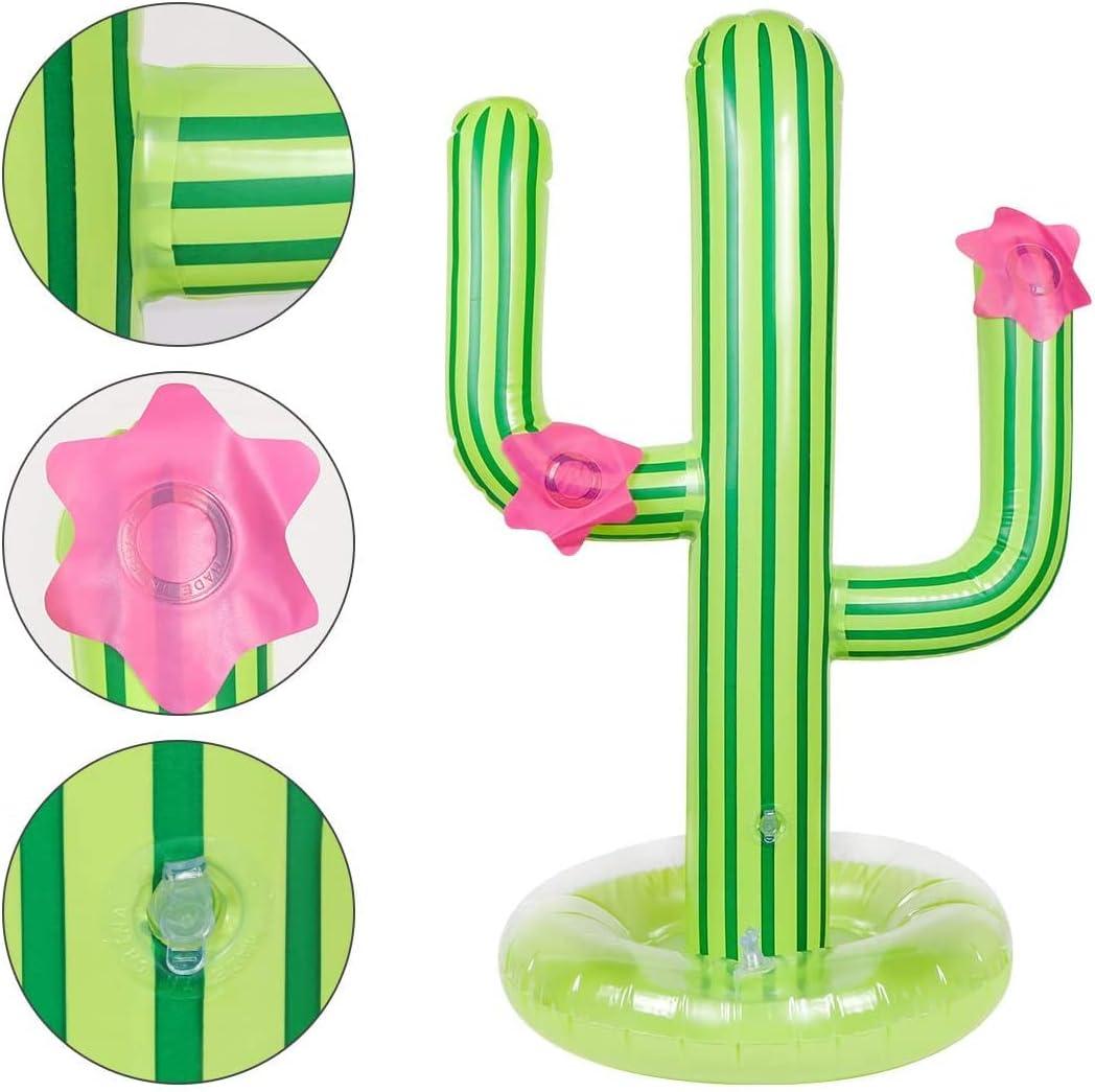 Inflatable Cactus Ring Toss Game Set Target Toss Floating Swimming Ring Toss Includes Cactus,4 Rings for Fiesta Party Accessories Hawaiian Pool Beach Party Decoration Supplies