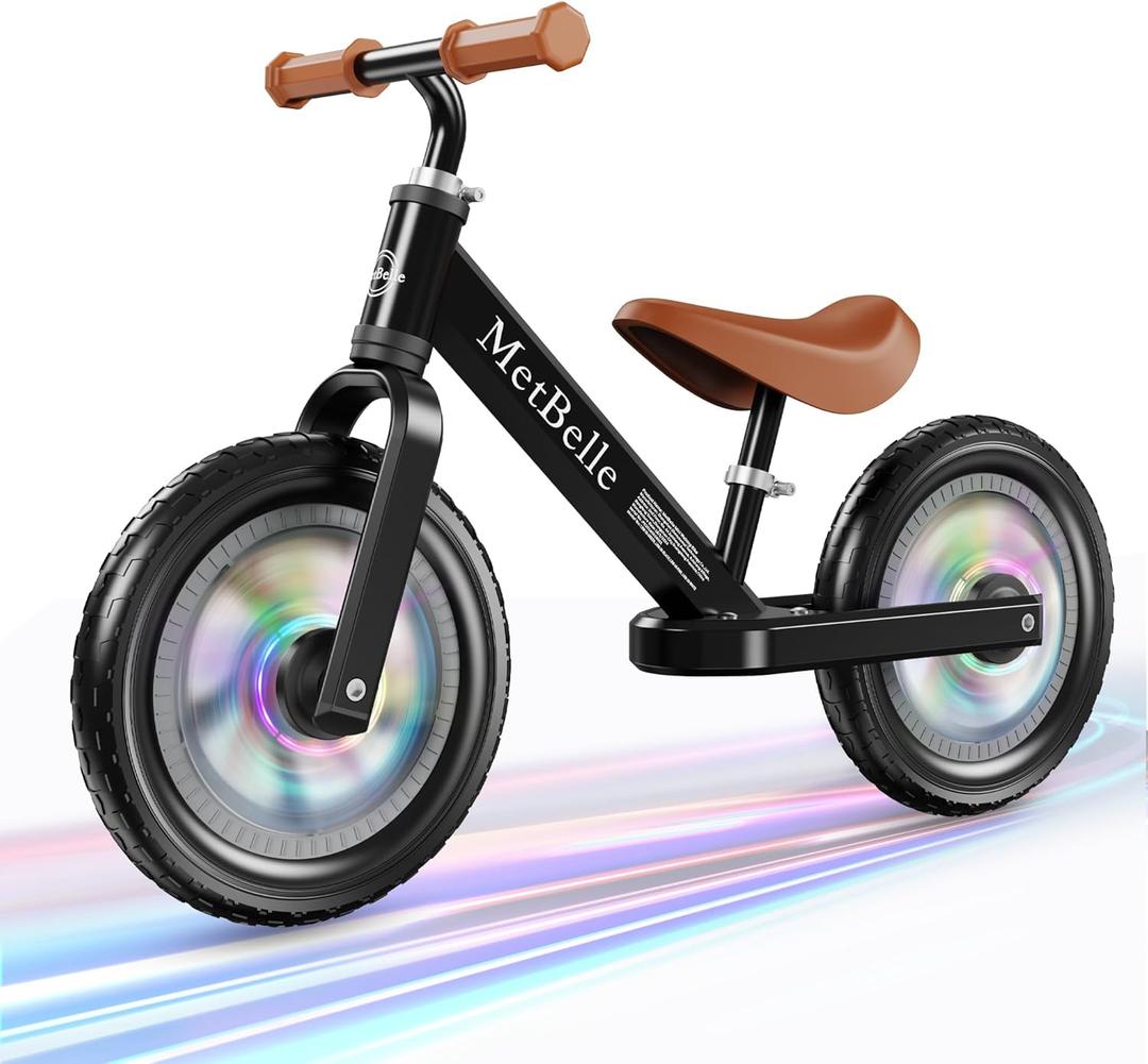 Toddler Balance Bike 2-5 Year Olds,12No Pedal Kids Indoor Outdoor Toy Bike 2 Year Old with Tool-Free Adjustments Seat, Lightweight First Bike Gift for 2-3 Boys Girls (Black)