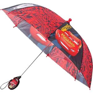 Disney boys Kids Umbrella, Lightning Or Mickey Mouse Toddler and Little Boy Rain Wear Umbrella, Black/Red, Age 3-6 US