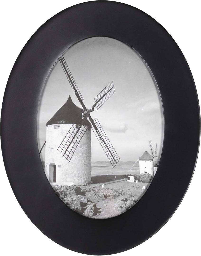 Malden International Designs Classic Oval Black Wood Picture Frame, 5x7, Black