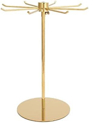 Stainless Steel Rotating Jewelry Display Stand - Countertop Organizer for Necklaces, Bracelets, Earrings, Handbags & Scarves - Perfect Retail Rack for Boutiques & Stores, Space-Saving Design (20x40M, Gold)