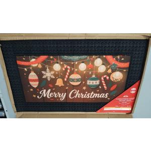 LUMI Merry Christmas Doormat with Lights & Music, 17x30 Funny Xmas Door Mat for Indoor Outdoor Decorations, Durable Non Slip Rubber Backing Welcome Mat, Christmas Lights