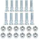 12Sets 1/2-20 Inch Wheel Stud with Nuts for Trailer for Lippert Axles 3500 lb for Dexter 4400 lb with 1/2"-20 UNF Thread Size
