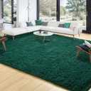 Merelax Soft Modern Indoor Large Shaggy Rug for Livingroom Bedroom Dorm Kids Room Home Decor, Non-Slip Plush Fluffy Furry Fur Area Rugs Comfy Nursery Accent Floor Carpet 9 x 12 Feet, Deep Green