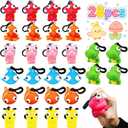 28PCS Popping Eyes Animal Squishy Fidget Toys, Cute Pop Out Eyes Stress Relief Squeeze Keychains for Kids Classroom Exchange, Party Favors, Birthday & Holiday Gifts