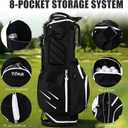 14 Way Golf Stand Bag for Men & Women, Lightweight Silent Hybrid Golf Bag with Club Lock Top, Oversized Putter Well, 8 Pockets, USB Port & Rain Cover, Black Blue