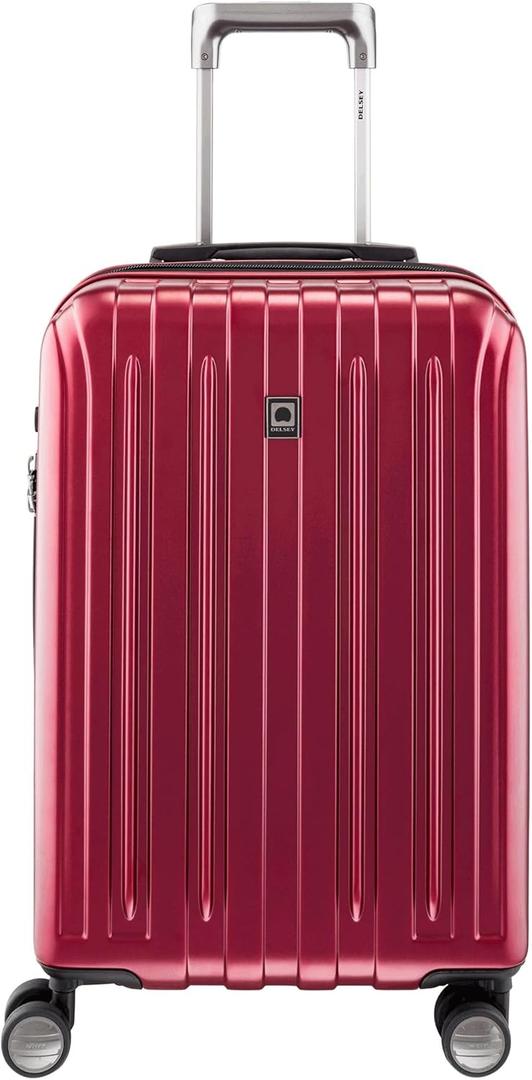 DELSEY PARIS Titanium Hardside Expandable Luggage with Spinner Wheels Carry-On Luggage, Black Cherry Red, Carry-On 21 Inch