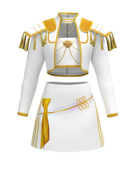 Rogkidha Girls Cute Outfits Pop Singers Clothes Fashion Stage Skirts Sets Novelty Outfit 3D Print Coat Skirt Clothing Set Size: 10–12Y