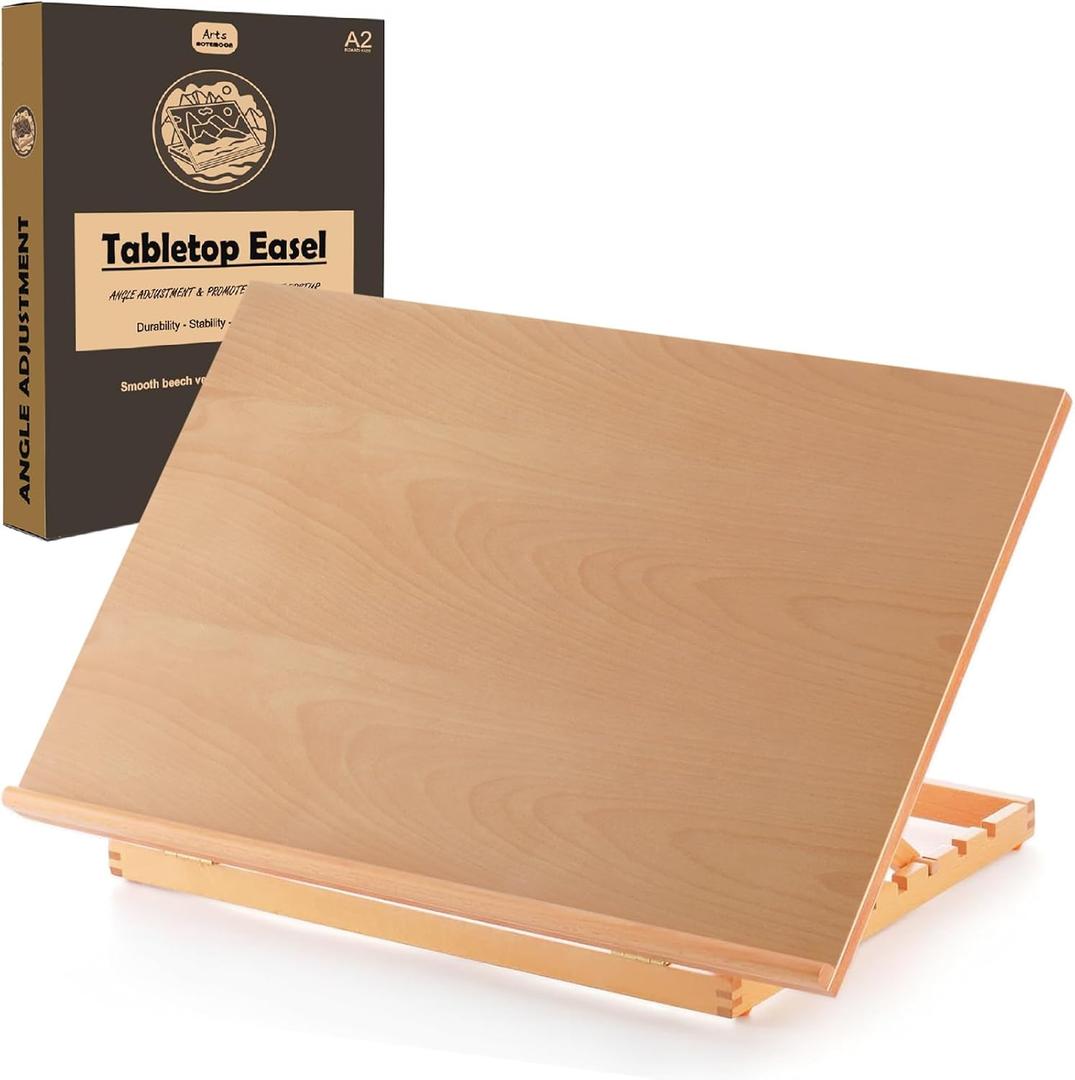 Tabletop Easel for Painting, 24.88"x17.28" Extra Large Adjustable Beechwood Drawing Board, Art Easel for Painting Sketching and Display Stand, Ideal for Diamond Art