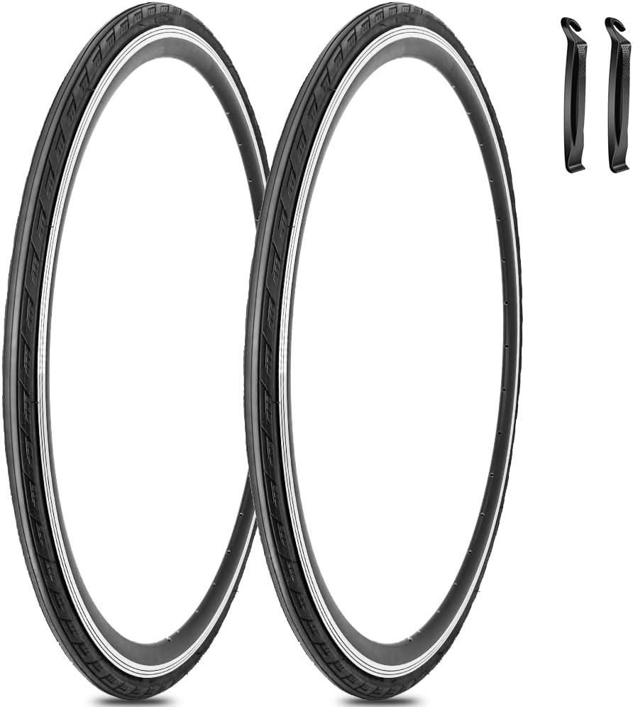 2 Pack 700x25C Bike Tire 700C 60 TPI Foldable Repalcement Bicycle Tires for Road Bicycle