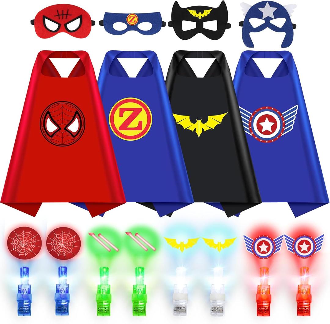 Superhero Capes for Kids, Halloween Costumes for Boys with Masks Dress Up Set for Cosplay Party Halloween Christmas Gifts Toys for Boys Kids Toddler 3 4 5 6+