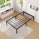 NEW JETO Metal Bed Frame,Twin Size Bed Frame with Storage Space,Heavy Duty Sturdy Mattress Foundation,Easy Assembly,No Box Spring Needed, Black,14 Inch,Twin