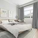 Full Blackout Grey Curtains 84 inches Long for Living Room, Black Out Linen Insulating Heat Light Blocking Curtains for Bedroom, 52x84 in Length, Grey