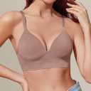 Eleplus Women's Seamless Wireless Bras Comfortable Padded T-Shirt Push Up Bralettes Pack of 3 (Large)