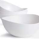 9.6'' Serving Bowls, 84oz Bamboo Fiber Salad Bowl Set of 4, Deep Serving Bowls Set, Large Oval Individual Bowls for Eating Salad/ Pasta/ Cereal/ Pho, Ideal for Home & Restaurant (Matte White)