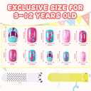 Press on Nails Kit For Kids, Cute Stuff For Little Girls Press On Nails Set, Suitable for Children Aged 4 To 12 Press On Nails, Reusable Stick On Fake Nails No Glue Needed For Girls Set1 (01)