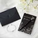 MotiMind 124 Pcs Bridesmaid Proposal Gifts Will You Be My Bridesmaid Gift Set of 6,16oz Glass Cup Jewelry Box Cosmetic Makeup Bag Invited Cards, Favors for Bridal Wedding Bachelorette Party (Black), about 1.57 inches