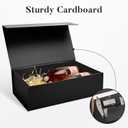 LIFELUM Large Christmas Gift Box 14"x8.5"x4.5" Birthday Gift Boxes for Presents for Anniversary Wedding,Black Gift boxes with Ribbon,Shredded Filler,Card